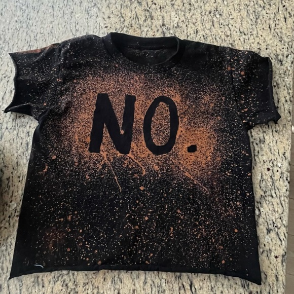 Black Bleach Splatter Baby Tee - NO. - Picture 1 of 2